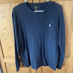 Polo by Ralph Lauren Men's Heather Navy Blue Long Sleeve Shirt